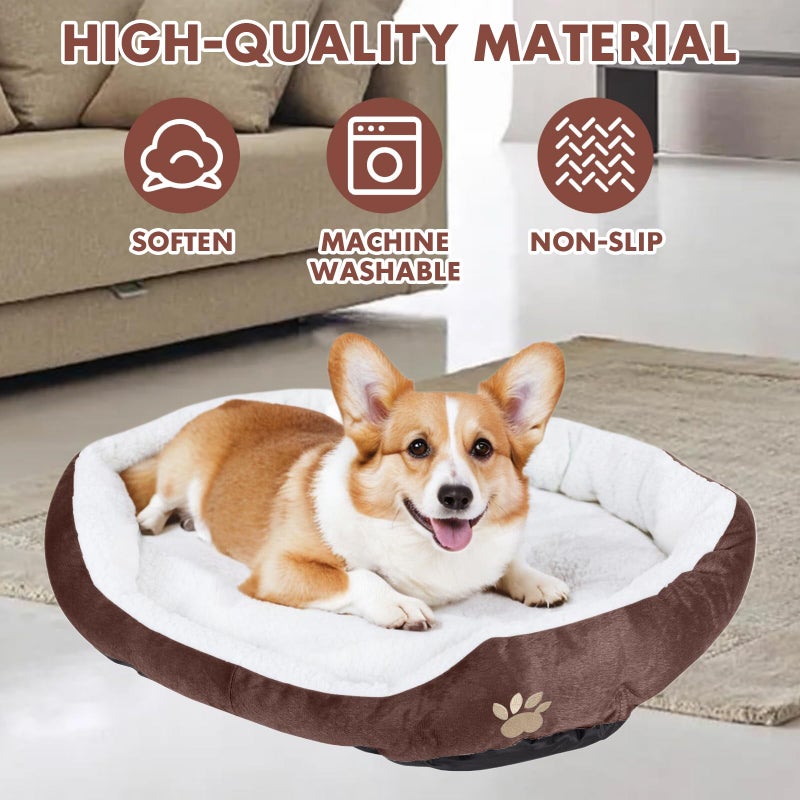 Resulzon Round Dog Cat Beds Mattress Washable Pads Room, Soft Durable Plush Faux Fur Sleeping Pet Fleece Bed Mat for Small Doggy Kitten Puppy, with Anti-Slip Waterproof Bottom (Coffee) - Image 3